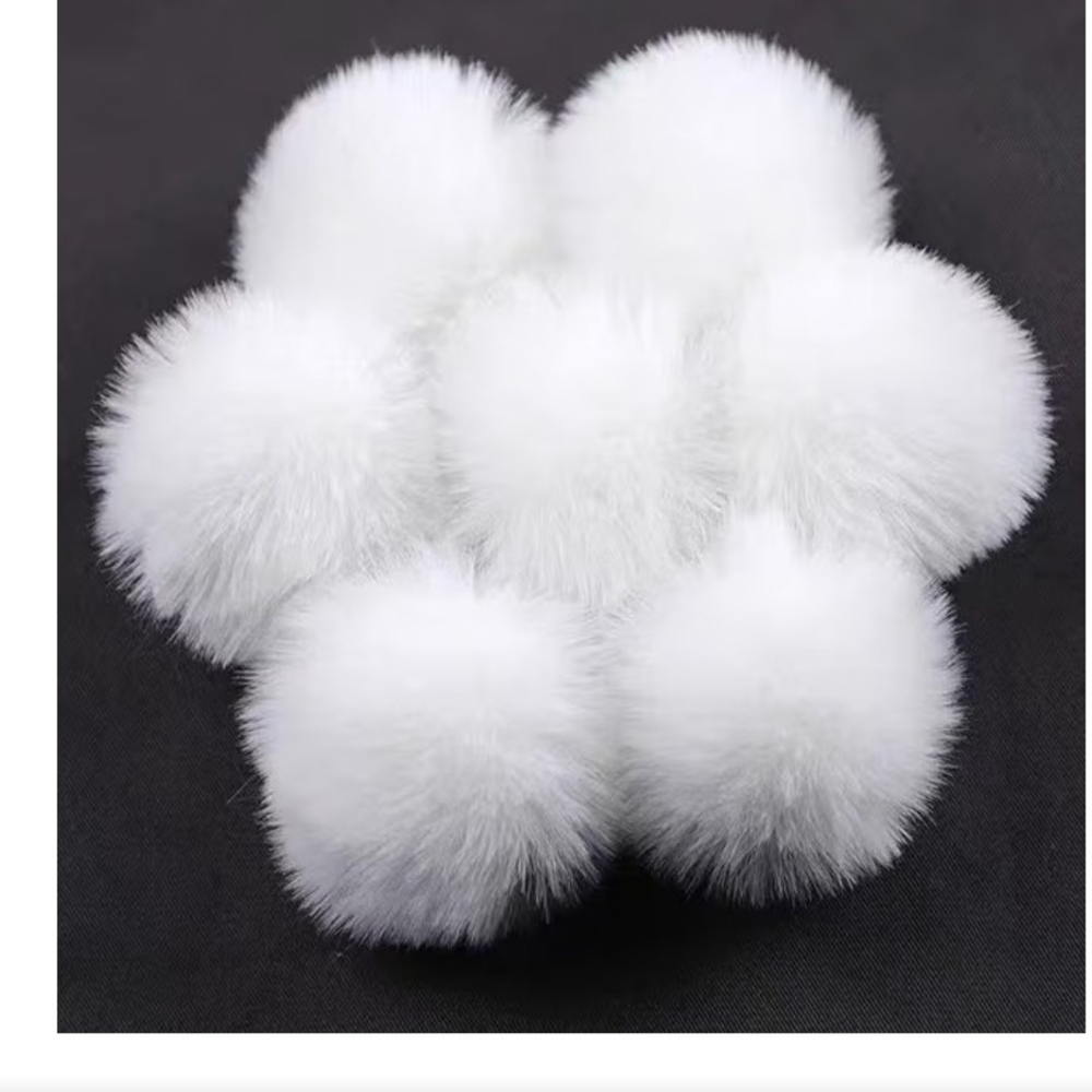 Elegant White Fur Pom Pom Accessory